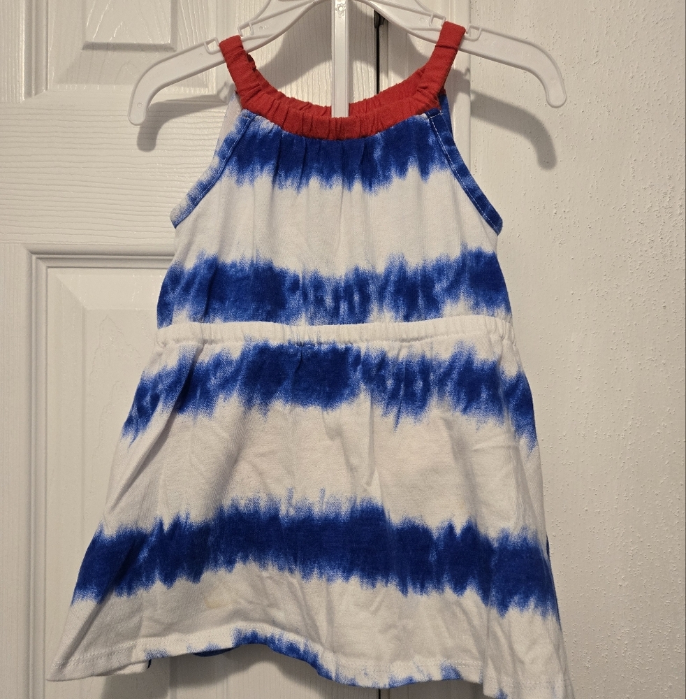 OKIE DOKIE | 18M Blue And White Stripe Tie Dye Dress